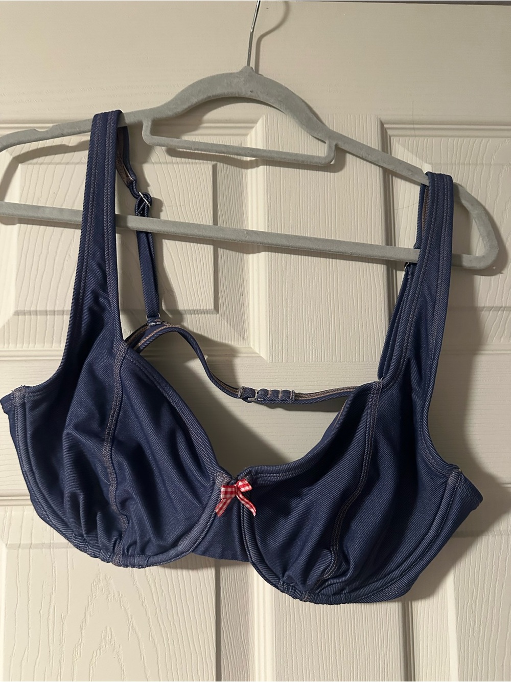 wild fable Navy Underwire Bikini Top with Gingham Bow